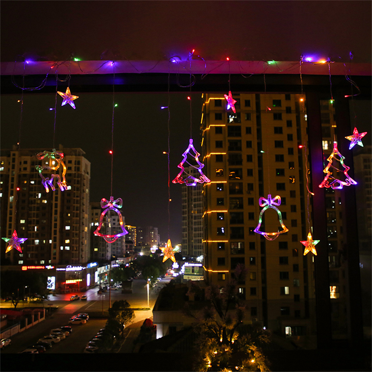 Luz de cortina de Navidad solar estrella luz de la luna deseando bola luz de color Cadena de luz intermitente Internet celebridad decoración de la habitación chica corazón