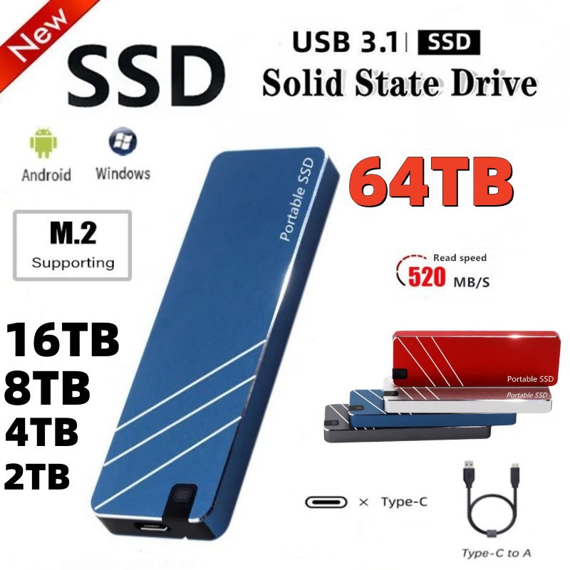 2025 cross-border SSD external mobile hard drive 16TB8TB4TB2TB1T high-speed ultra-thin mobile solid state drive expansion