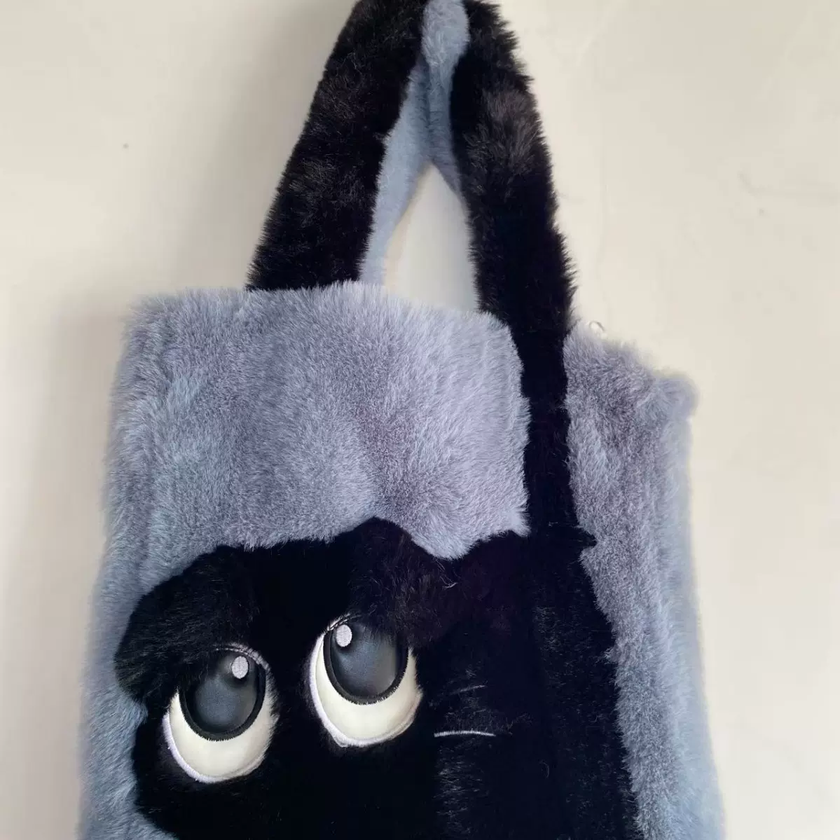 女包秋冬休闲毛绒包大容量单肩包猫咪卡通毛毛包立体刺绣手提包包