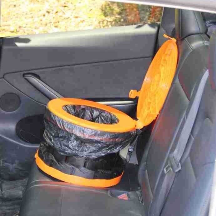 Inodoro plegable de séptima generación para acampar al aire libre, inodoro móvil de emergencia temporal, bote de basura multifuncional, envío directo de fábrica transfronterizo