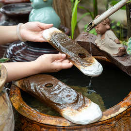 陶瓷鱼缸循环流水罐架板支撑板装饰配件水庭院中式陶罐阳台造景