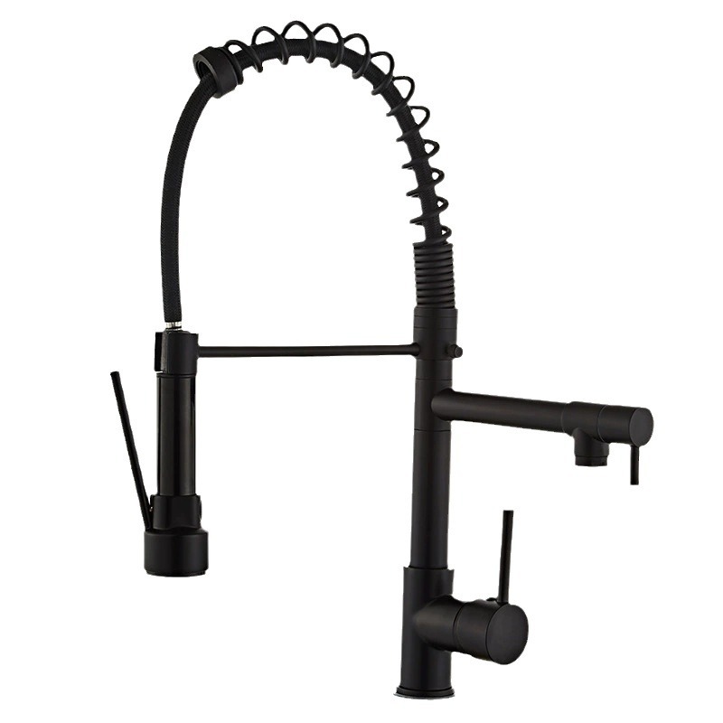 Grifos de extracción de cocina caliente y frío de doble control primavera grifo caliente y frío fregadero de acero inoxidable agujero único fabricante al por mayor transfronterizo