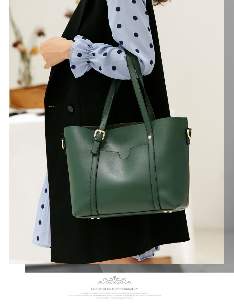 Retro Waxed Leather Shoulder Tote Bag Image 1