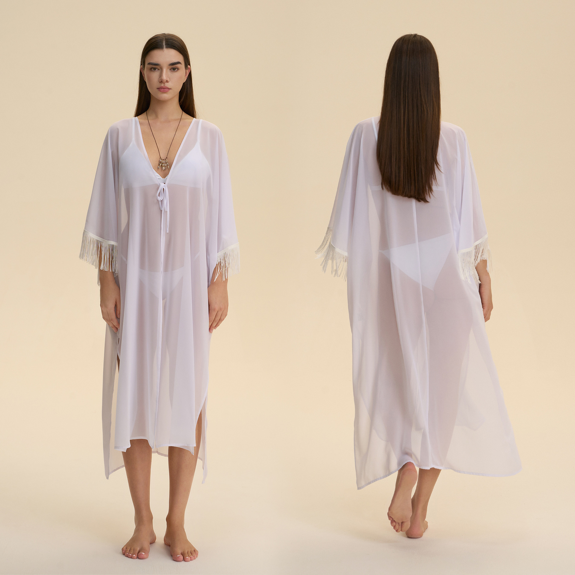 Nuevo Amazon Europa y los Estados Unidos transfronterizos ropa de dormir de malla sexy chiffon camisa de camisa de bordillo abrigo de pijama de perspectiva suelta 3990