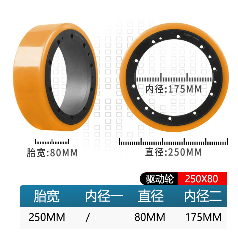 Rueda de carretilla elevadora eléctrica de fuerza resultante total de la fuerza de montaje de carretilla elevadora accesorios de carretilla elevadora rueda auxiliar rodante rueda motriz