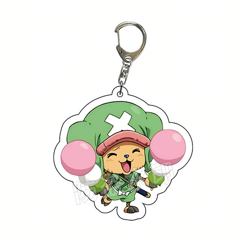 Acrylic One Piece double‑sided keychain, 6 cm, Luffy & crew characters, single or multi‑pack
