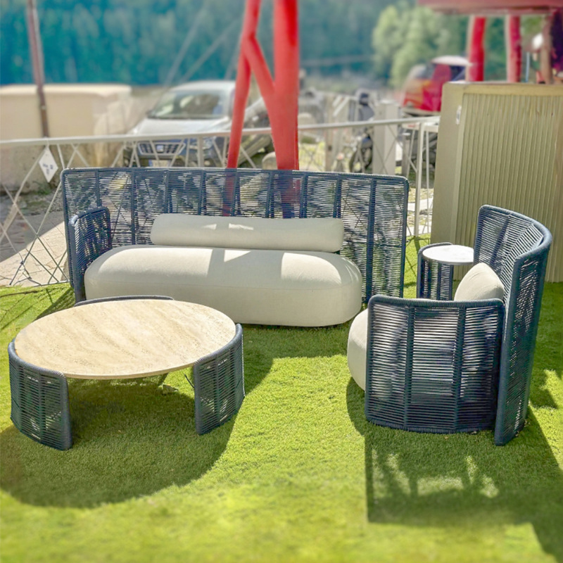 Sofá de caña al aire libre combinación Villa Jardín Hotel muebles impermeables de protección solar patio balcón silla de caña ocio image 3