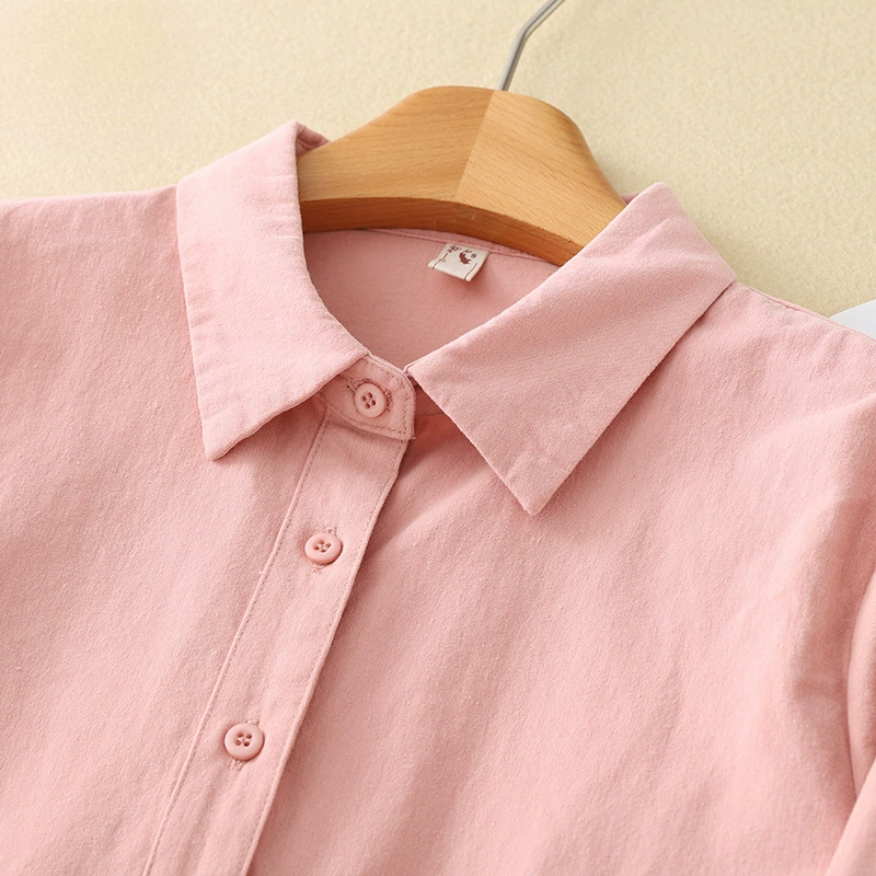 Анти-скрученные ремесла шлифовальные весенние и осенние женские рубашки с острым воротником