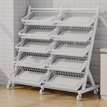 超市零食货架饮料食品蔬菜水果展示架移动便利店收银台多层置物架