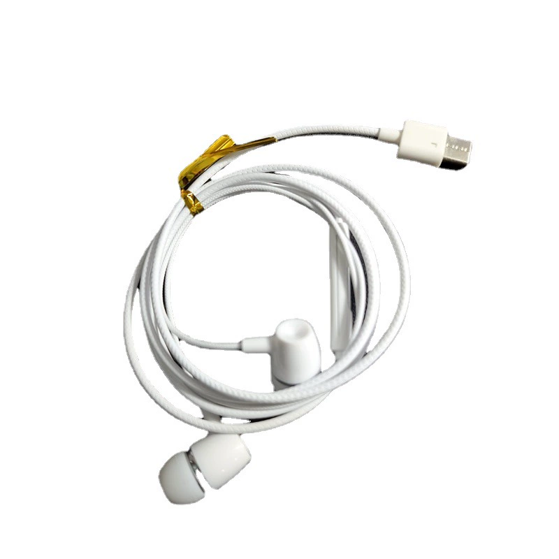 Ear -in -ear flat -ear flat mouth 3.5 round hole music headset wire control with microphone headset