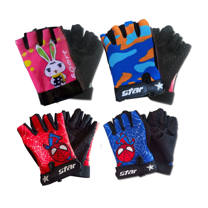 Children's Half-Finger Gloves for Boys and Girls, Thin Fingerless Gloves for Students, Suitable for Balance Bikes, Cycling, Hiking, and Soccer