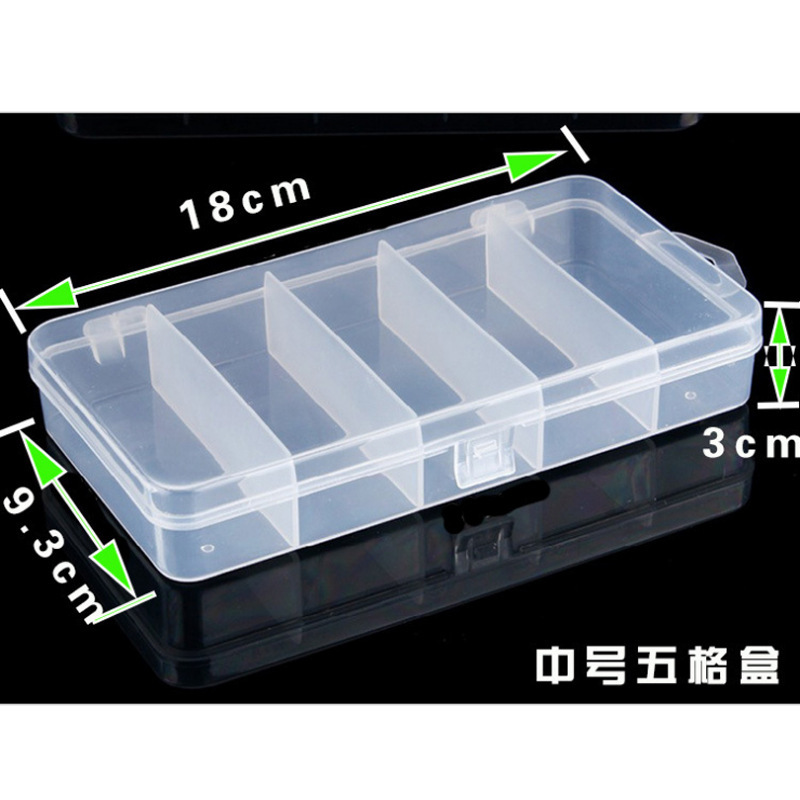 5-Piece Lure Box PP Five-Grid Hook Packaging Box Accessory Storage Box Mini Plastic Box Set Storage Box