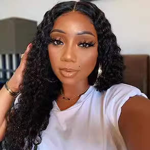 13X4Lace Kinky Curly Wig 12A # 1B100% Long Curly Human Hair 20inch