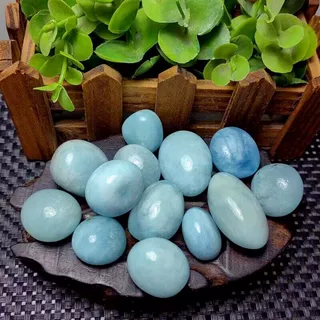 100克价天然海蓝宝随型滚石摆件造景石装饰鱼缸石多肉盆景石花园