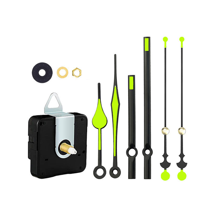 Set completo de movimiento de reloj nuevo modelo, venta caliente transfronterizo, silencioso y fluorescente luminoso, aguja de reloj metálica, para reloj de pared DIY
