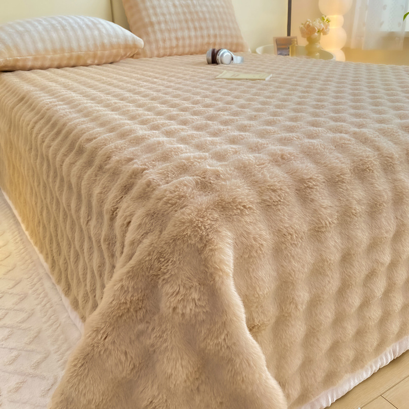 Sábanas de felpa de conejo engrosadas de invierno, franela individual, terciopelo de coral, manta de felpa de leche, edredón individual, dormitorio individual más vellón