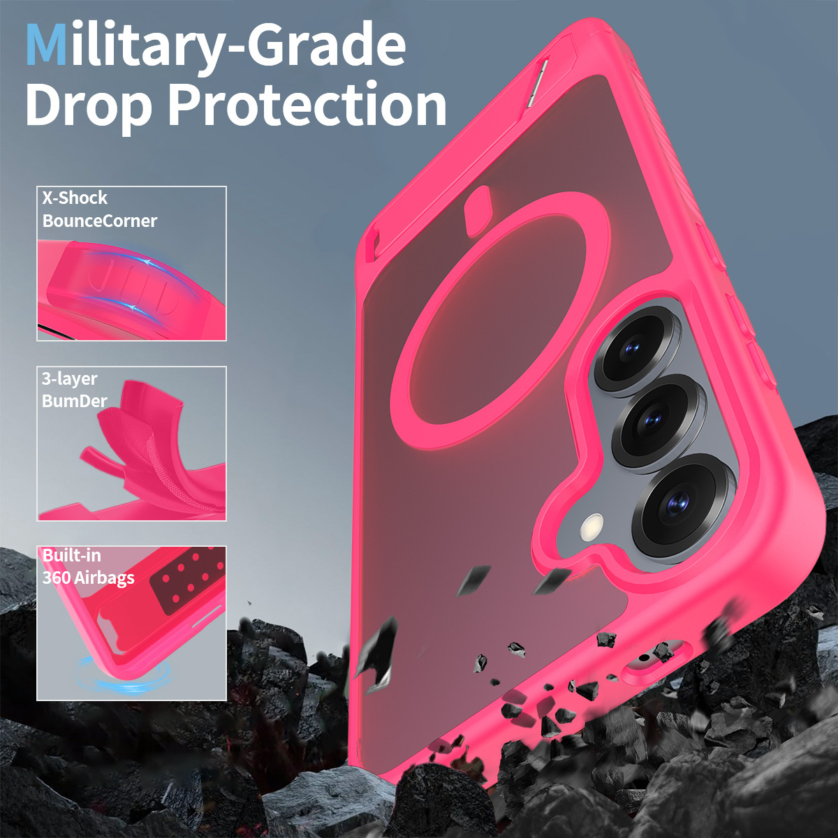 Nuevo tipo de soporte transversal para Samsung S25 caso de teléfono móvil S25 borde sensación de piel N52 soporte magnético invisible