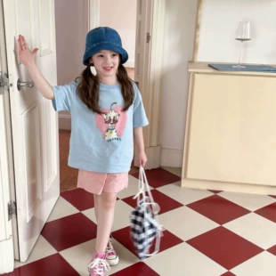 Летняя футболка для девочек с мультяшным принтом