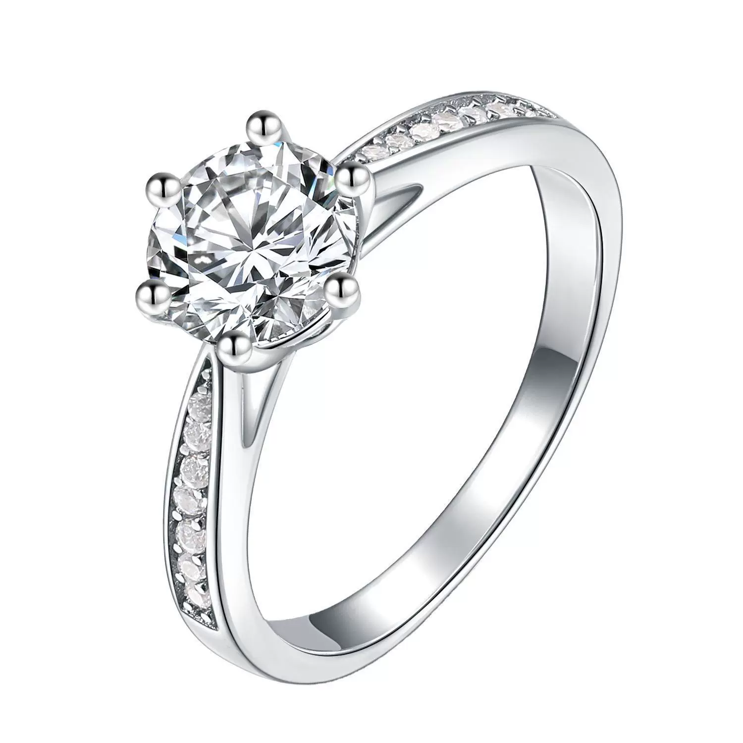 Classic wedding ring, silver 925 sample, one carat