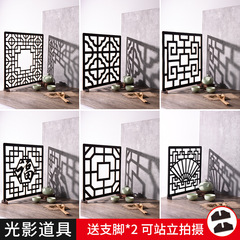 復古美食拍照攝影道具中式窗格製造光影拍攝背景板木紋擺件端午節