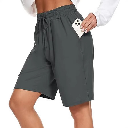 FAYLR Amazon Women's Bermuda Shorts Knee-High Elastic Waist Drawstring Exercise Basketball Sports Pants