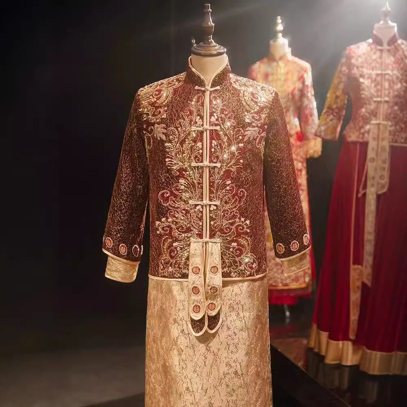 Groom's Xiuhe Suit, Chinese Wedding Attire, Wedding Toast Attire, Men's Formal Wear, Dragon and Phoenix Robe, Men's Ethnic Style Tang Suit