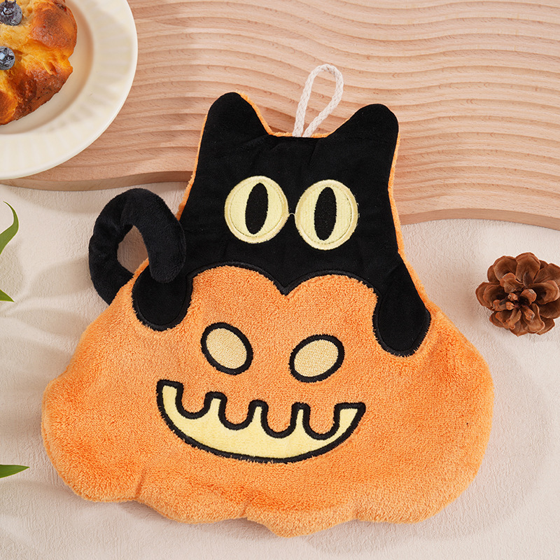 クロスボーダーハロウィン漫画カボチャハンドタオル家庭用ハンギングコーラルベルベット肥厚キッチン吸水速乾タオル|undefined