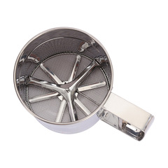 不鏽鋼半自動麵粉篩手持式烘焙麵粉過濾器粉篩杯篩子廚房好物批發