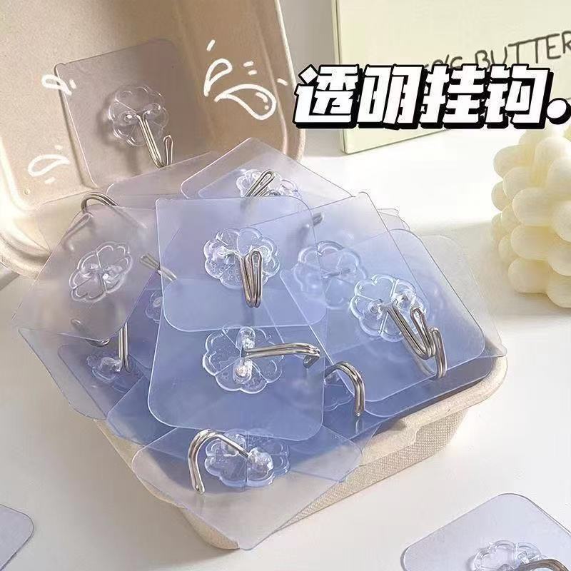 Transparent Adhesive Hook Punch-free Hook Super Strong Self-adhesive Wall-hanging Wall-type Traceless Toilet Hook Super Adhesive Force