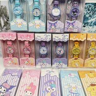 Sanrio Kulomi High Color Value Watch Ins Gift Boxed Merlot Purple Rabbit Children's Printed Leather Electronic Watch
