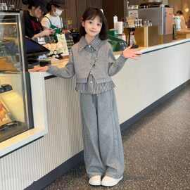 2026春秋季新款时尚且舒适女童秋装套装新款假两件卫衣裤子两件套