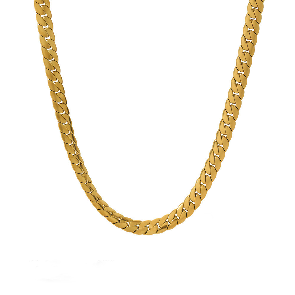 Titaniumstalen cubaanse schakelketting voor dames hip hop_voghion.com