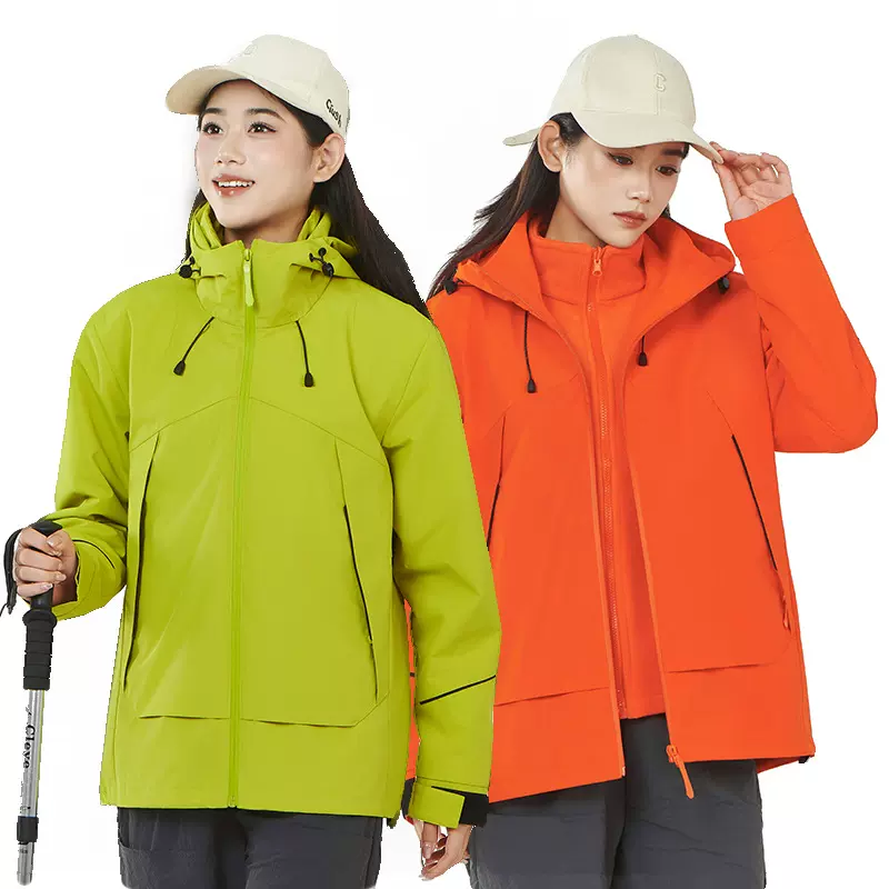 户外冲锋衣男外套冬季防水防风保暖风衣三合一女款登山服印制LOGO