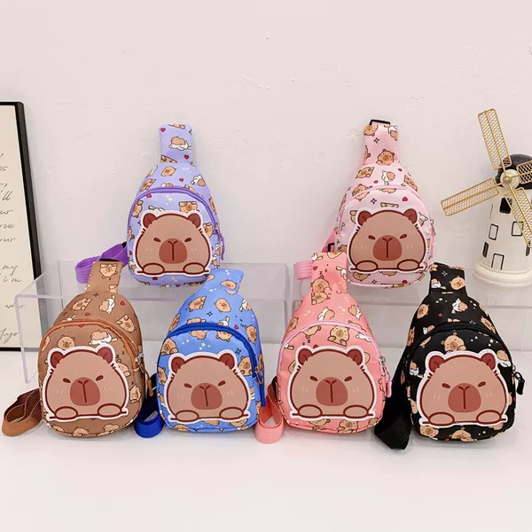 New children's chest bag, cute cartoon crossbody bag for toddlers, stylish cartoon print shoulder bag for kindergarten