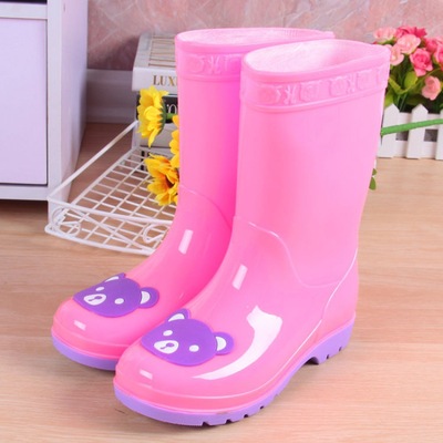 Children&#39;s boots[box-packed]Rain shoes Boy girl In cylinder baby non-slip Plush Cartoon princess student Water shoes