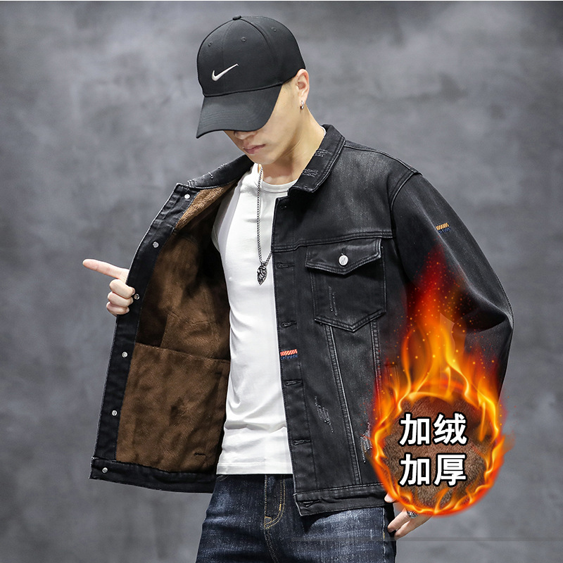 2021冬季加绒加厚大码牛仔外套男牛仔衣Men Jeans Jackets