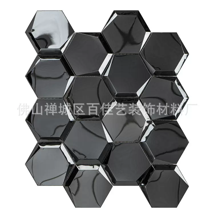 不锈钢六角马赛克电镀金属瓷砖3D立体墙砖KTV酒店餐厅电视背景墙