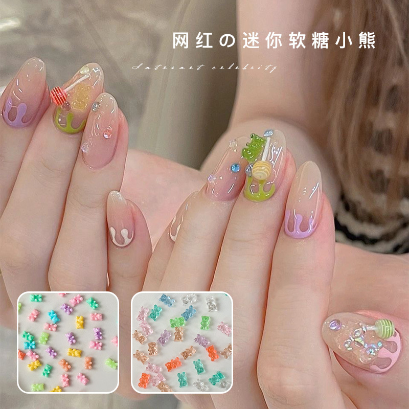 50 nail art mini fruit juice gummy bear Macaron Q cute three-dimensional nail accessories wholesale