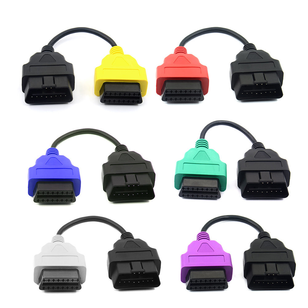 跨境 FiatECUScan Adapter OBD OBD2 Connector菲亚特检测线6色