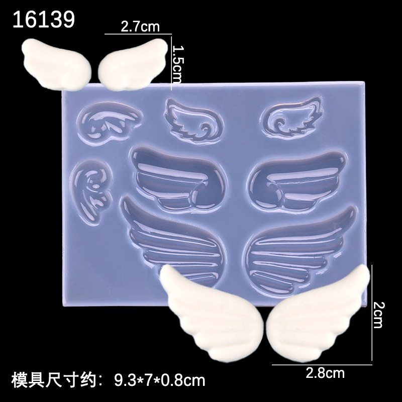 DIY cristal epoxi ala espejo molde accesorios hechos a mano Ángel pluma ala colgante accesorios molde de silicona