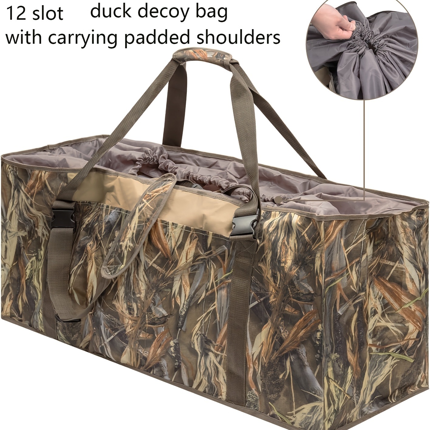 12-Slot Duck Decoy Bag for Outdoor Hunting, Portable Camouflage Duck Decoy Bag, Shooting Training Bag, Tactical Hunting Pouch for Storage
