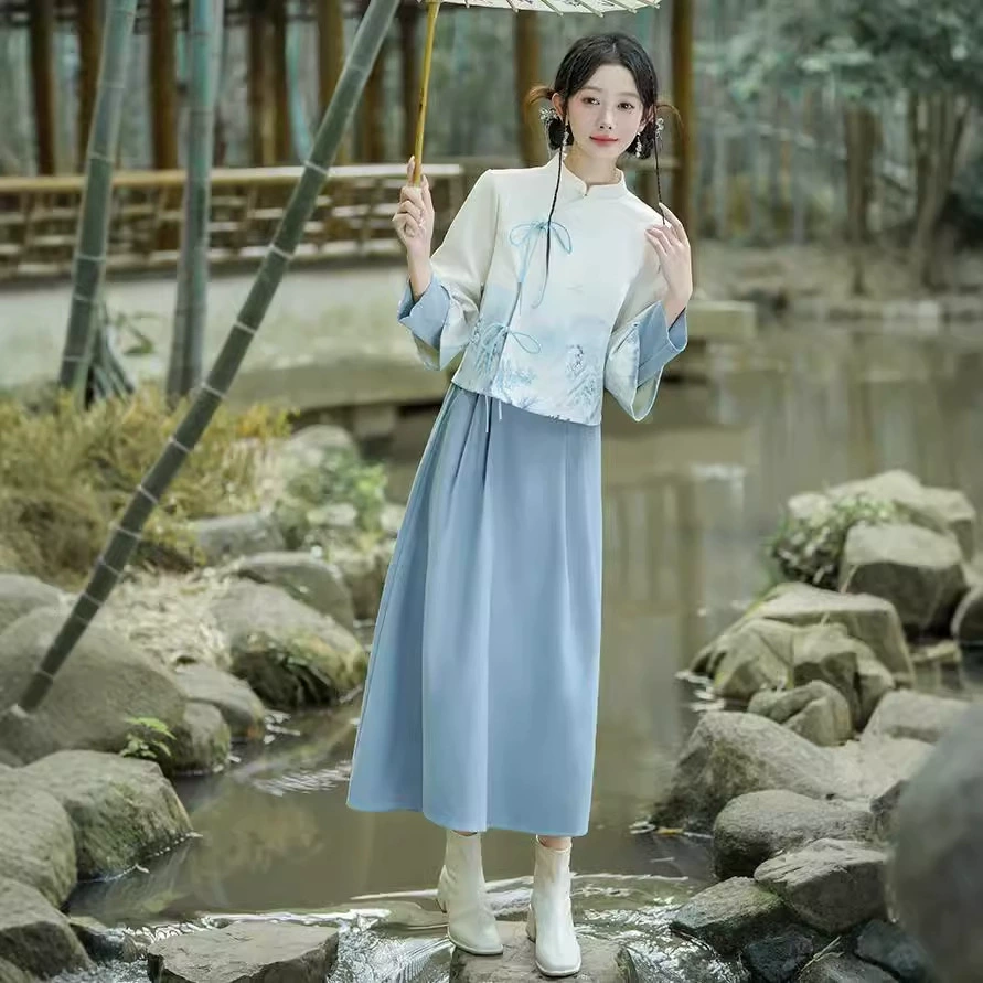 Осенний и зимний новый китайский ретро-костюм Tang темперамент