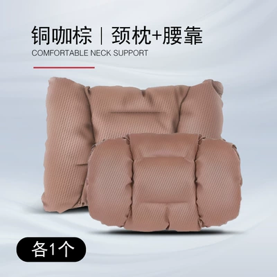 Headrest — Toyota Alphard Sienna Grevia - copper-brown-nappa-leather-breathable-neck-pillow-lumbar-support
