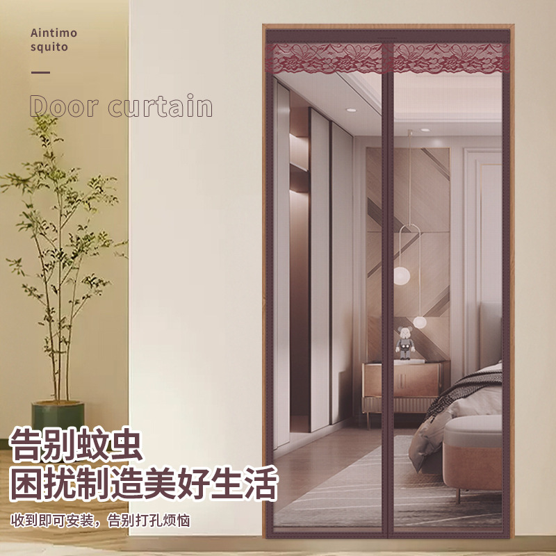 Summer Ventilation Magnetic Mosquito Net Door Curtain, Anti-Mosquito, Cross-Border, No-Drill Magic Tape Screen Door, Mosquito-Proof Door, Home Partition
