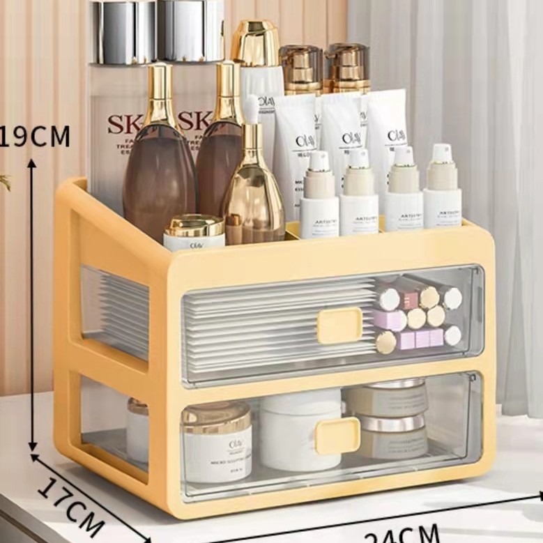 Caja de almacenamiento de cosméticos cajón transparente estante de almacenamiento de escritorio tocador caja de cosméticos estante de cuidado de la piel