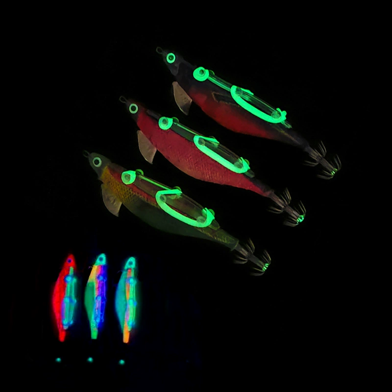 爱路亞 Bundled wooden shrimp 10 packs with bait boxes, can be tied to live fish, squid hook sea fishing weapon, octopus bait