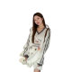 Fat Qiqi plus size Women's 2025 New Interesting Multi-printed Pattern Sports Style V-Neck Long Sleeve Ball Wear T