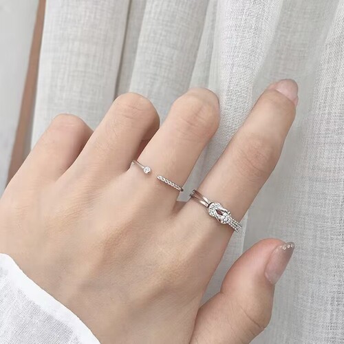 zoozmini Japanese and Korean open ring women's ins zircon index finger ring niche design fashion simple personality finger