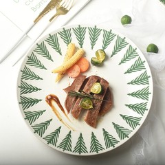 木心陶磁器アメリカレトロクリスマスツリー大皿家庭用ステーキ盤レストラン民宿朝食パスタ盤卸売り