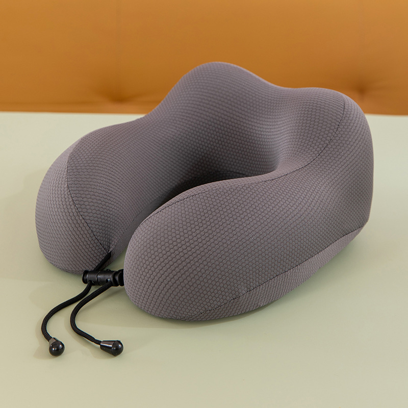 Almohada en forma de U de algodón con memoria de color sólido Almohada redonda para el cuello de viaje Almohada en forma de U de algodón con memoria cabeza con logotipo impreso al por mayor image 8